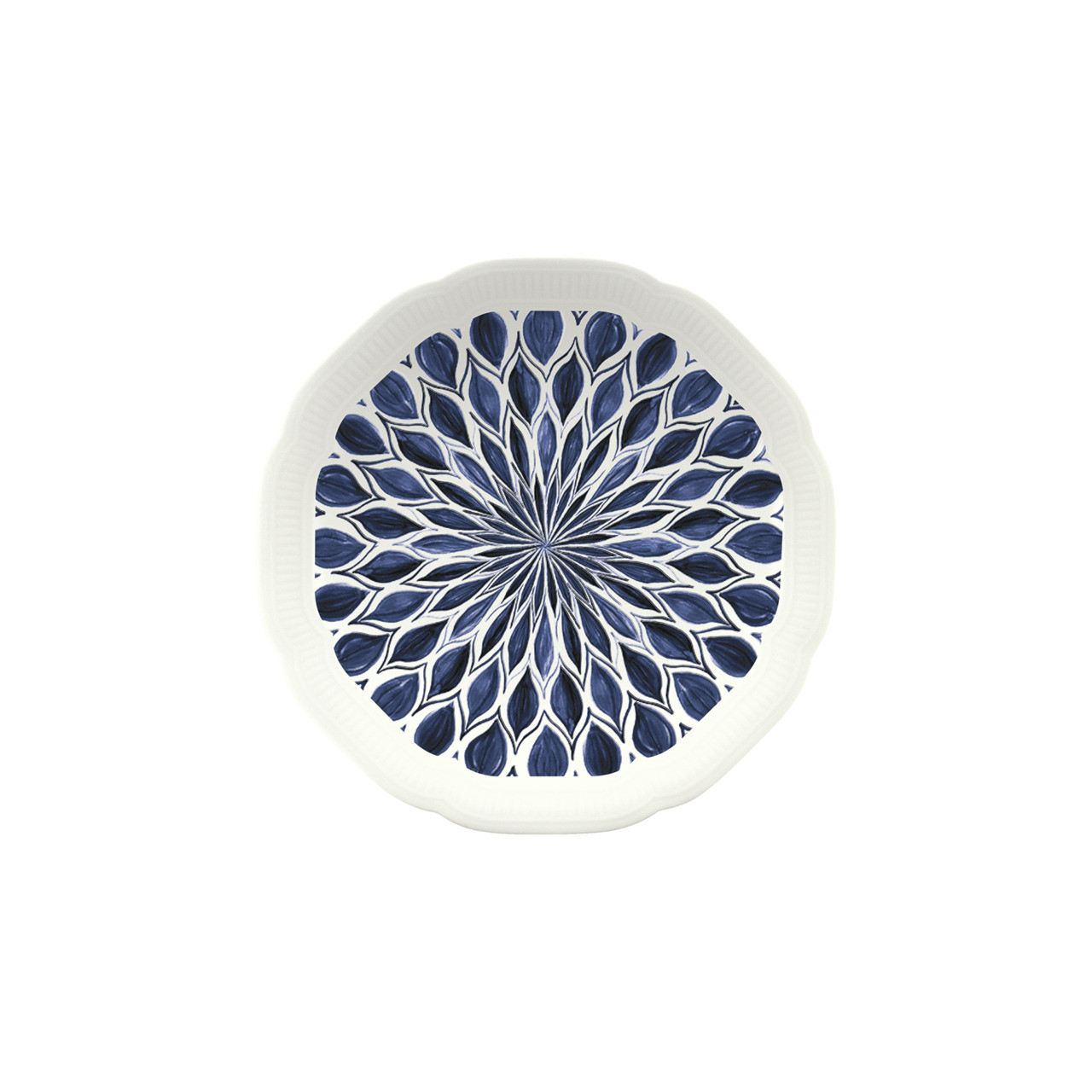 Floral Charm, Coupteller flach rund mit Relief ø 159 mm blue